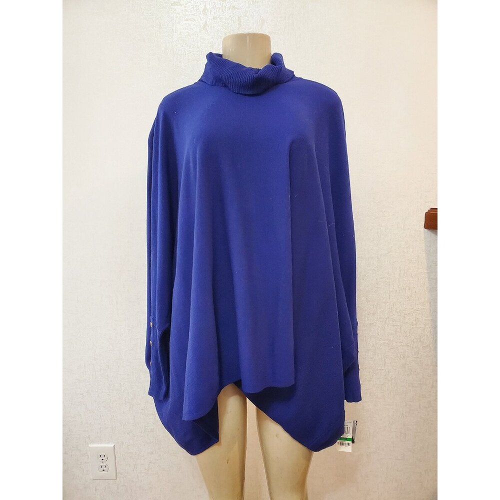 ALFANI PLUM TURTLENECK PONCHO TUNIC SWEATER LONG SLEEVE SIZE L #216